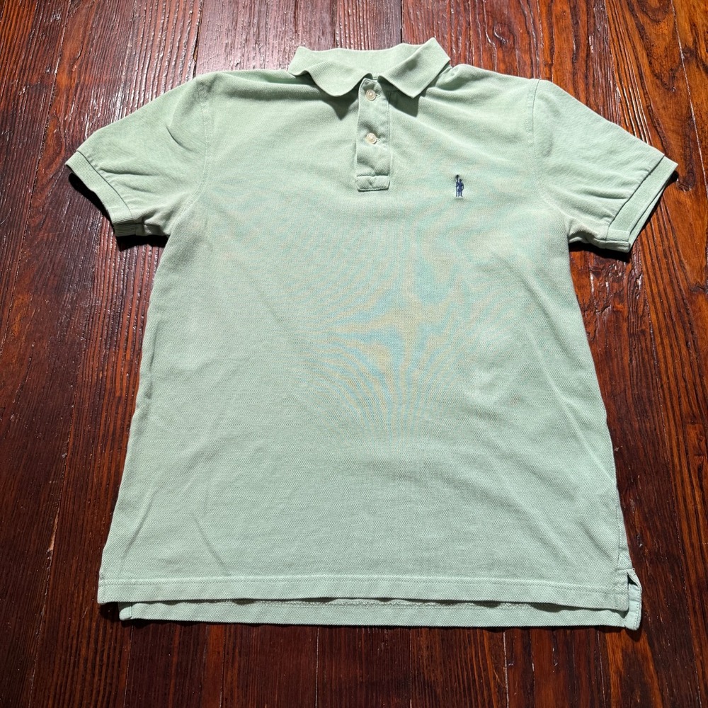 Vintage J Crew Oarsman Polo Shirt Mens Small Green Rugby Short Sleeve Slim Fit